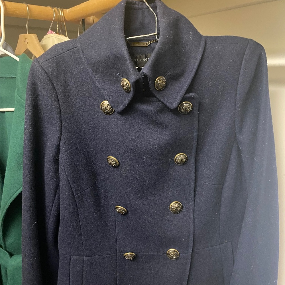 Worthington Wool Coat Navy with Brass Buttons Size Small